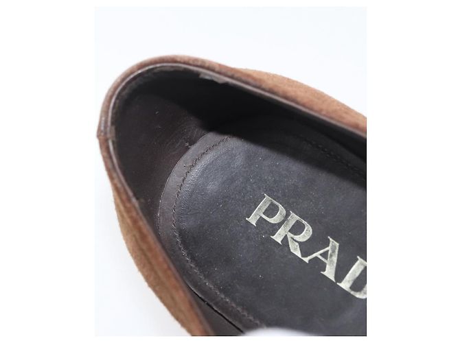 Scarpe eleganti PRADA in camoscio 9 Marrone Auth 174631A - vista 35