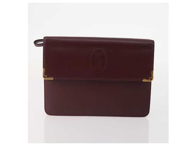 CARTIER Borsa Clutch Must Line in Pelle 4 Pezzi Bordeaux Auth 166795 Bordò - vista 14