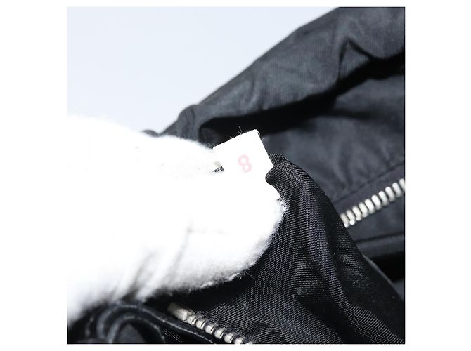 PRADA Borsa a mano in nylon nero argento Auth YKZ113 - vista 12