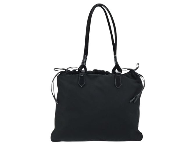PRADA Borsa a mano in nylon nero argento Auth YKZ113 - vista 2