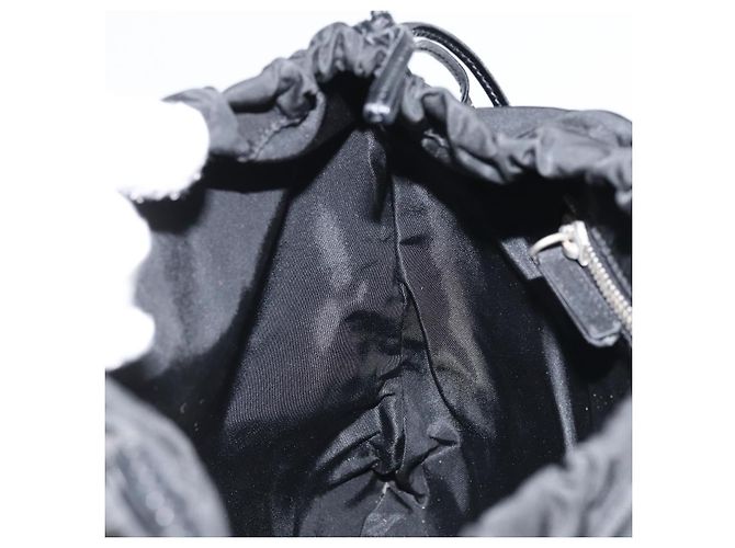 PRADA Borsa a mano in nylon nero argento Auth YKZ113 - vista 20