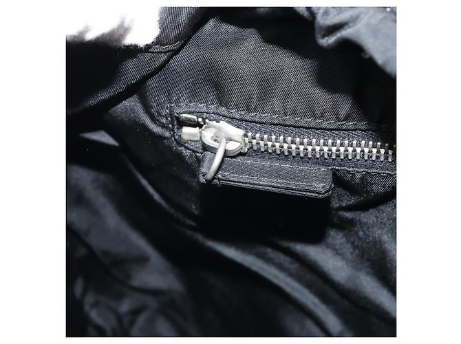 PRADA Borsa a mano in nylon nero argento Auth YKZ113 - vista 21
