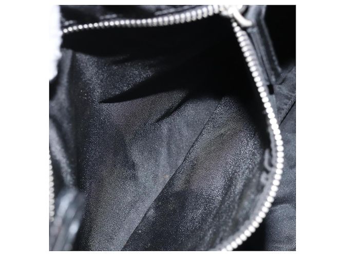 PRADA Borsa a mano in nylon nero argento Auth YKZ113 - vista 22