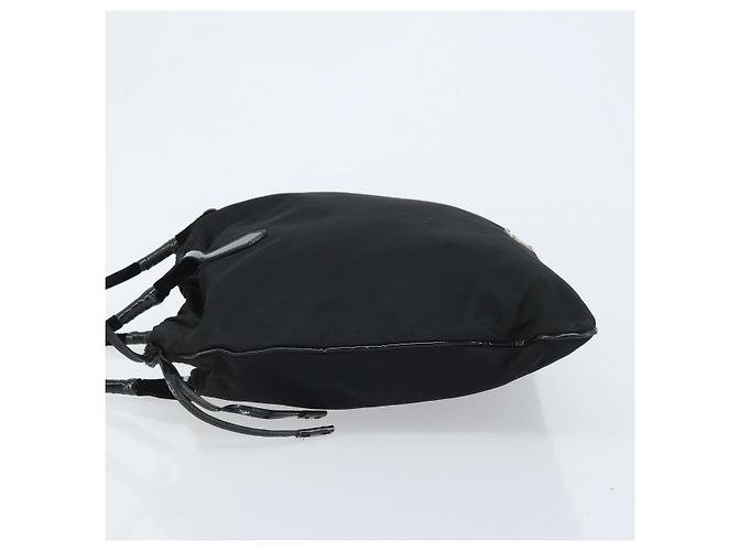 PRADA Borsa a mano in nylon nero argento Auth YKZ113 - vista 4
