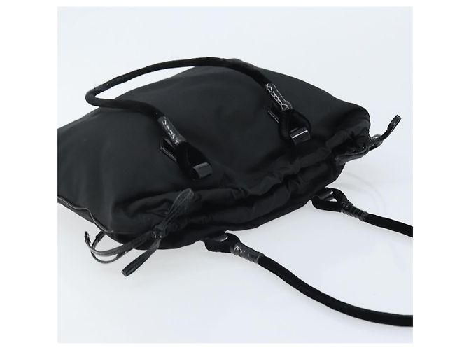 PRADA Borsa a mano in nylon nero argento Auth YKZ113 - vista 6