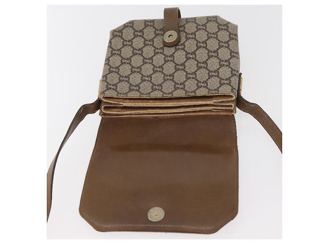 Bolso de Hombro GUCCI GG Plus Supreme PVC Beige Oro Auth ka3753 Dorado - vista 10