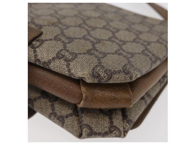 Bolso de Hombro GUCCI GG Plus Supreme PVC Beige Oro Auth ka3753 Dorado - vista 16