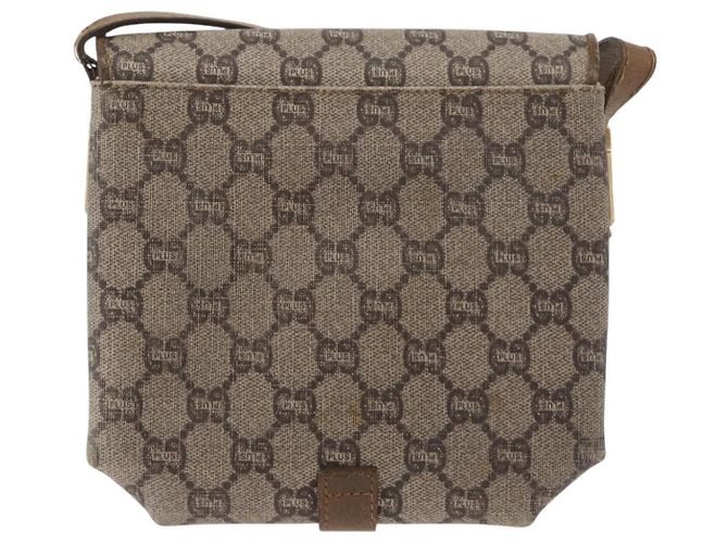Bolso de Hombro GUCCI GG Plus Supreme PVC Beige Oro Auth ka3753 Dorado - vista 2