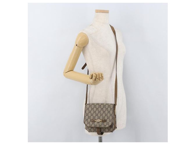Bolso de Hombro GUCCI GG Plus Supreme PVC Beige Oro Auth ka3753 Dorado - vista 24