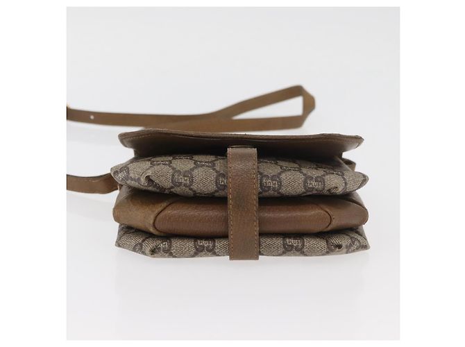 Bolso de Hombro GUCCI GG Plus Supreme PVC Beige Oro Auth ka3753 Dorado - vista 5