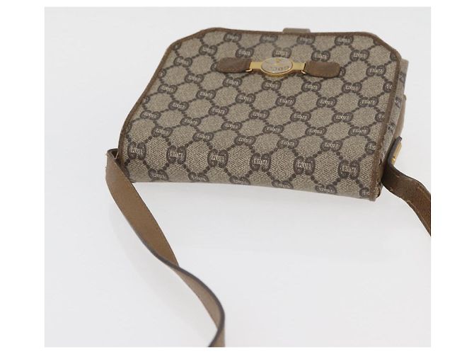 Bolso de Hombro GUCCI GG Plus Supreme PVC Beige Oro Auth ka3753 Dorado - vista 6