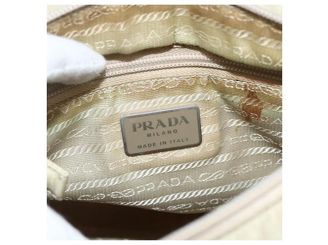 PRADA Borsa a mano in nylon beige argento Auth YKZ988 - vista 10