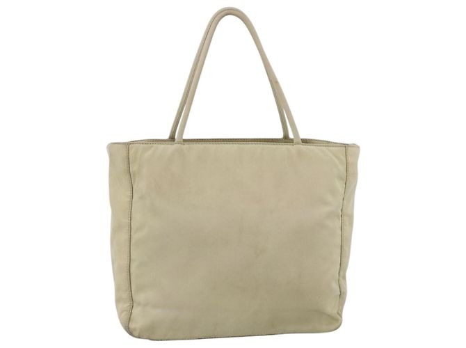 PRADA Borsa a mano in nylon beige argento Auth YKZ988 - vista 2