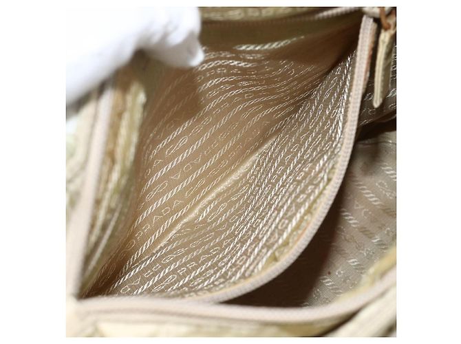 PRADA Borsa a mano in nylon beige argento Auth YKZ988 - vista 22