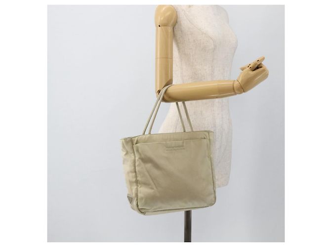 PRADA Borsa a mano in nylon beige argento Auth YKZ988 - vista 24