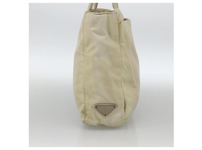 PRADA Borsa a mano in nylon beige argento Auth YKZ988 - vista 3