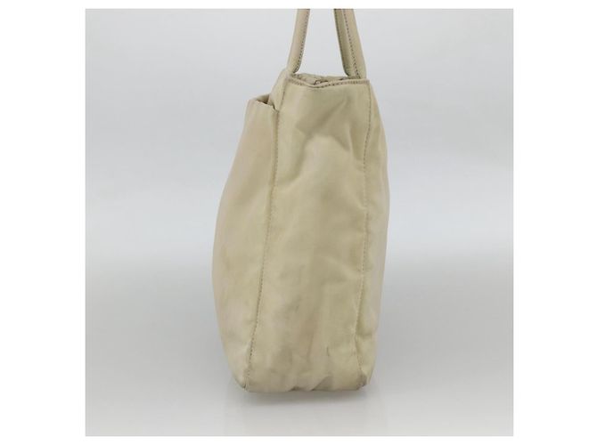 PRADA Borsa a mano in nylon beige argento Auth YKZ988 - vista 4