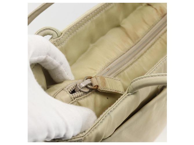 PRADA Borsa a mano in nylon beige argento Auth YKZ988 - vista 9
