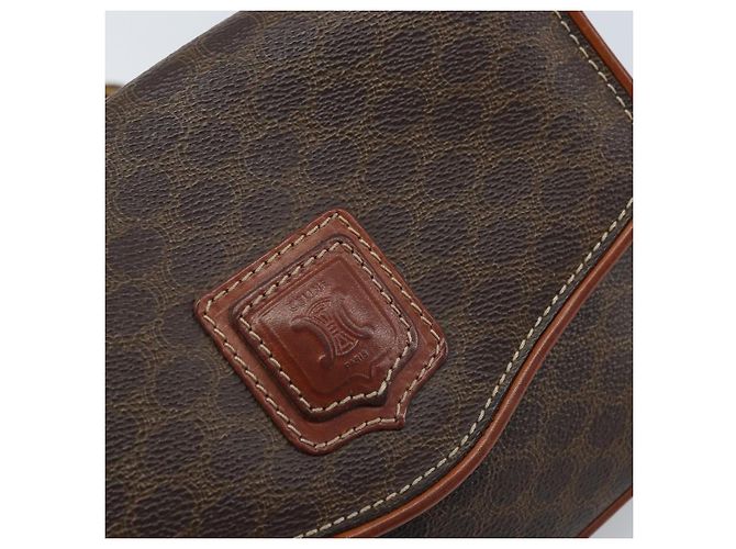 Céline Borsa a spalla in tela Macadam CELINE in pelle PVC marrone oro Auth YKZ056 D'oro - vista 20