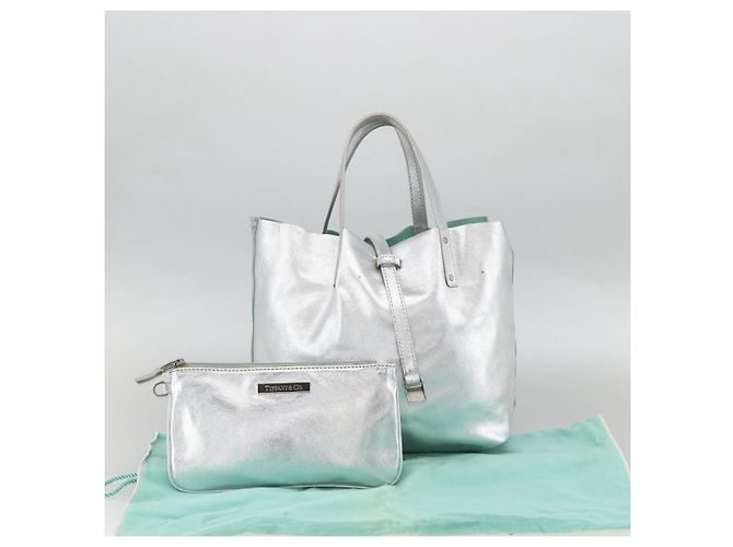 Autre Marque Borsa tote reversibile in pelle argento Auth YKZ1080 di TIFFANY&Co. - vista 12