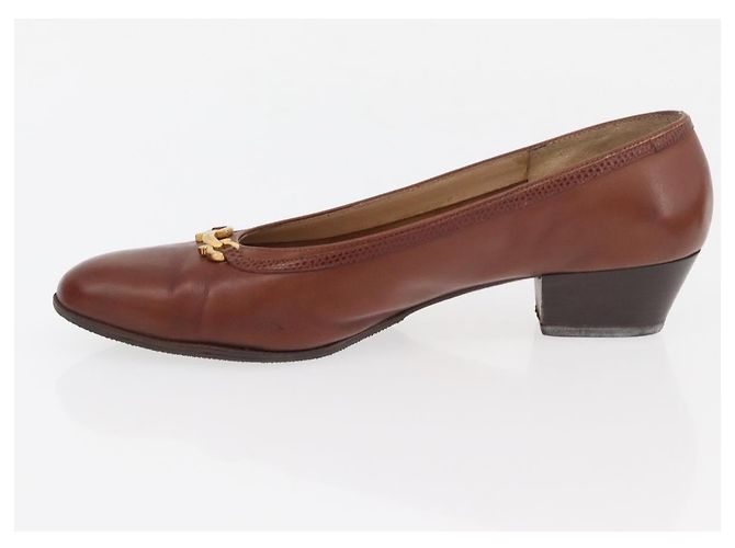 Salvatore Ferragamo Décolleté in Pelle 6 Marrone Auth 174642A - vista 5