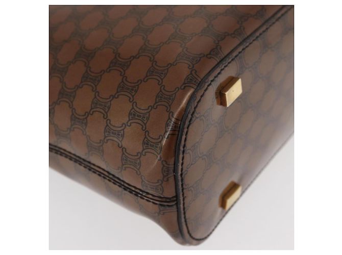 Céline Borsa a mano in tela Macadam CELINE in vinile marrone e oro Auth bs34426 D'oro - vista 15