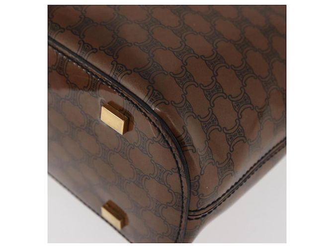 Céline Borsa a mano in tela Macadam CELINE in vinile marrone e oro Auth bs34426 D'oro - vista 16