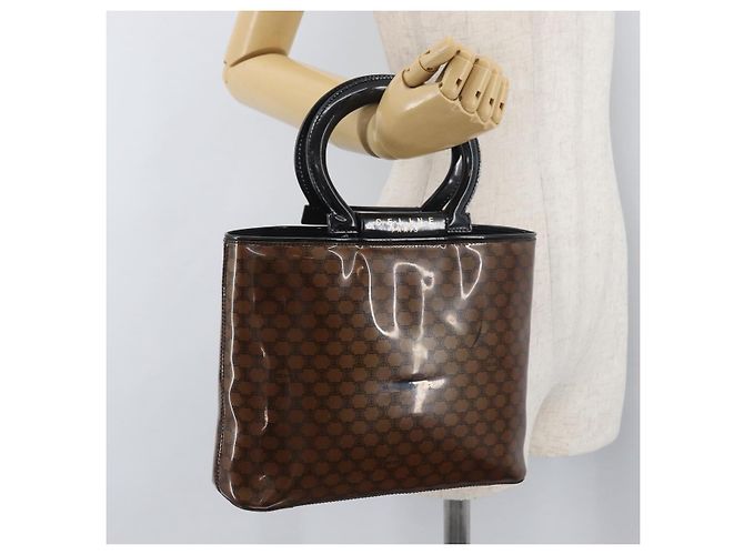 Céline Borsa a mano in tela Macadam CELINE in vinile marrone e oro Auth bs34426 D'oro - vista 22