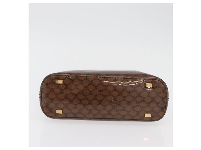 Céline Borsa a mano in tela Macadam CELINE in vinile marrone e oro Auth bs34426 D'oro - vista 5