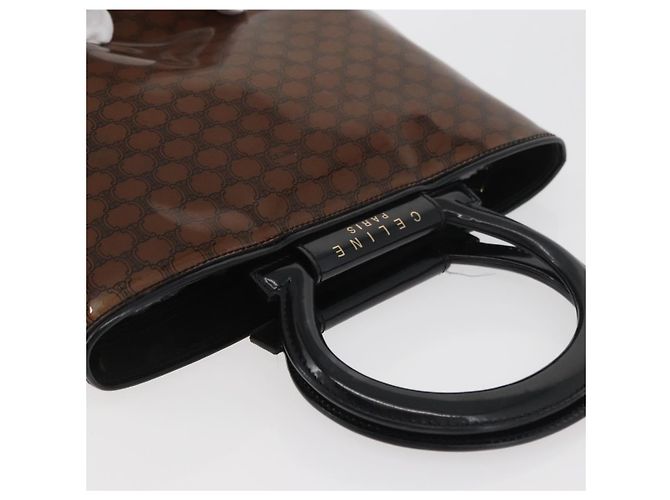 Céline Borsa a mano in tela Macadam CELINE in vinile marrone e oro Auth bs34426 D'oro - vista 6