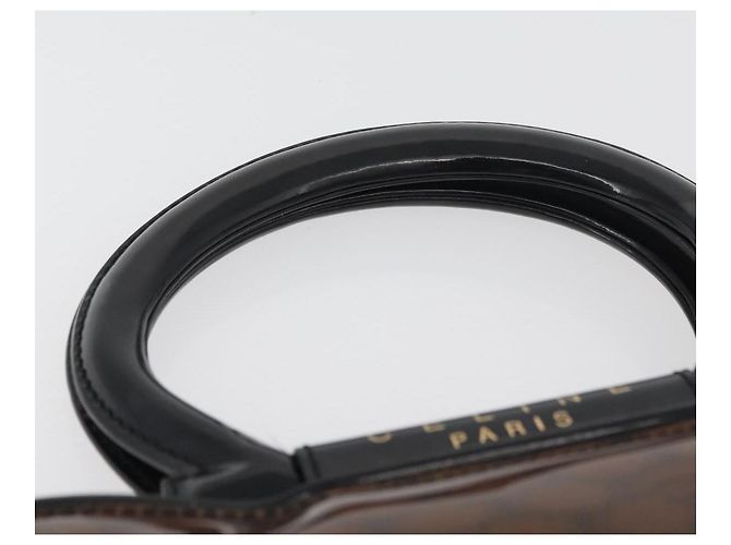 Céline Borsa a mano in tela Macadam CELINE in vinile marrone e oro Auth bs34426 D'oro - vista 8