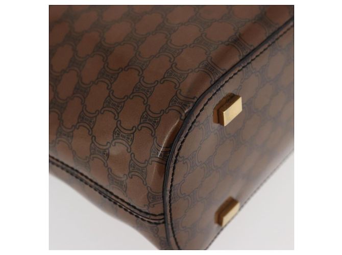 Céline Borsa a mano in tela Macadam CELINE in vinile marrone e oro Auth bs34426 D'oro - vista 9