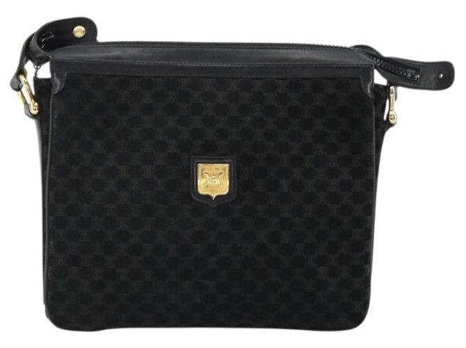 Céline Borsa a Spalla in Tela Macadam CELINE Camoscio Nero Oro Auth YKZ1464 D'oro - vista 13