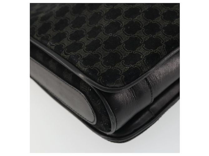 Céline Borsa a Spalla in Tela Macadam CELINE Camoscio Nero Oro Auth YKZ1464 D'oro - vista 15