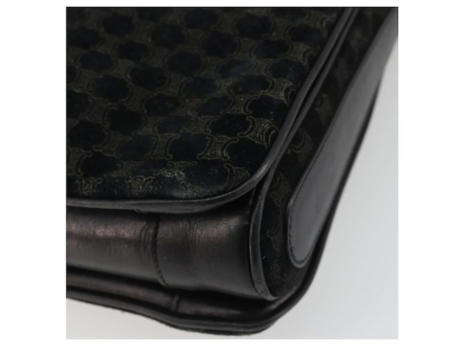 Céline Borsa a Spalla in Tela Macadam CELINE Camoscio Nero Oro Auth YKZ1464 D'oro - vista 16