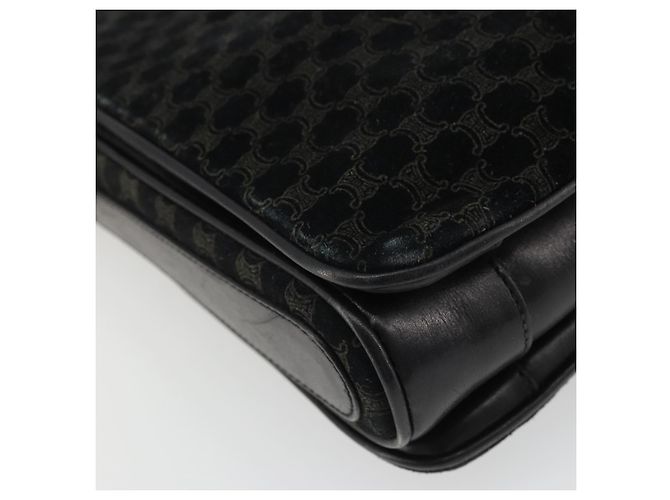 Céline Borsa a Spalla in Tela Macadam CELINE Camoscio Nero Oro Auth YKZ1464 D'oro - vista 17