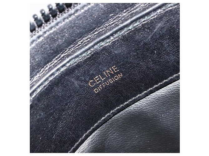 Céline Borsa a Spalla in Tela Macadam CELINE Camoscio Nero Oro Auth YKZ1464 D'oro - vista 19