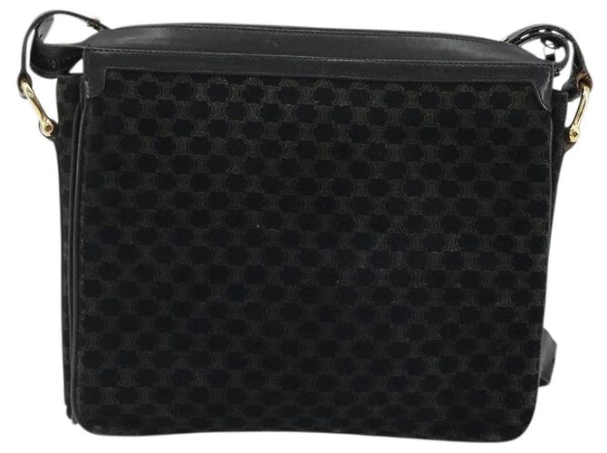 Céline Borsa a Spalla in Tela Macadam CELINE Camoscio Nero Oro Auth YKZ1464 D'oro - vista 2