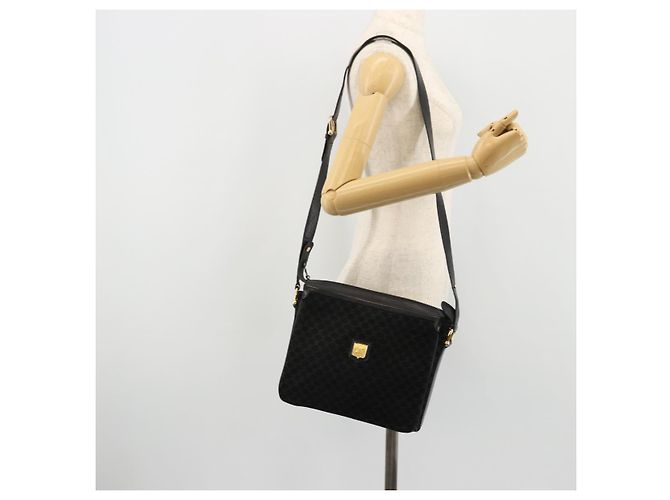 Céline Borsa a Spalla in Tela Macadam CELINE Camoscio Nero Oro Auth YKZ1464 D'oro - vista 25