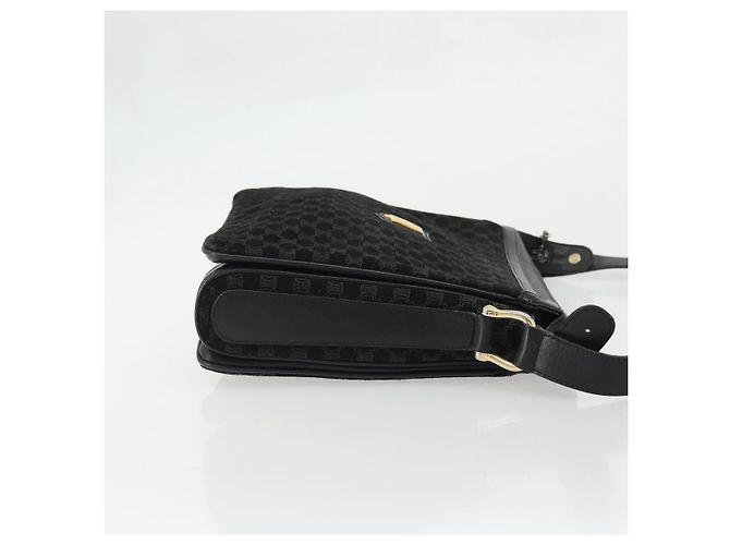 Céline Borsa a Spalla in Tela Macadam CELINE Camoscio Nero Oro Auth YKZ1464 D'oro - vista 3