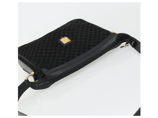 Céline Borsa a Spalla in Tela Macadam CELINE Camoscio Nero Oro Auth YKZ1464 D'oro - vista 6