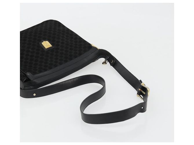Céline Borsa a Spalla in Tela Macadam CELINE Camoscio Nero Oro Auth YKZ1464 D'oro - vista 7