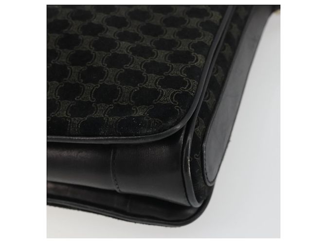 Céline Borsa a Spalla in Tela Macadam CELINE Camoscio Nero Oro Auth YKZ1464 D'oro - vista 8