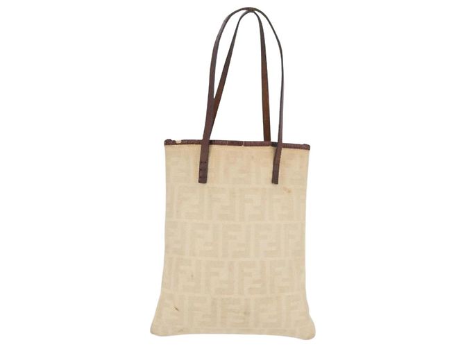FENDI Zucca Canvas Tote Bag Beige Silber Auth hk3658 - Ansicht 13