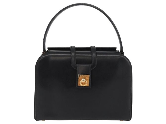 Céline Borsa a mano CELINE in pelle nera e oro Auth ARZ905 Nero D'oro - vista 13