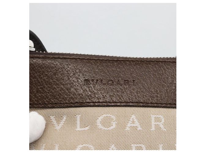 Bulgari Borsa a Spalla BVLGARI Logo Mania Canvas Beige Argento Auth INZ044A - vista 17