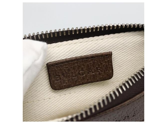 Bulgari Borsa a Spalla BVLGARI Logo Mania Canvas Beige Argento Auth INZ044A - vista 19
