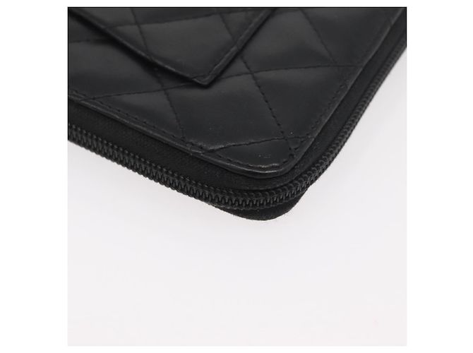 CHANEL Portafoglio Linea Cambon Pelle Nera Argento CC Auth 163865 Nero - vista 15