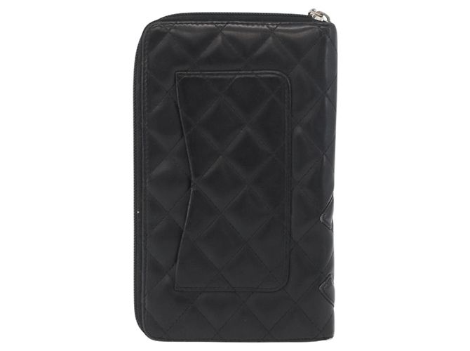 CHANEL Portafoglio Linea Cambon Pelle Nera Argento CC Auth 163865 Nero - vista 2