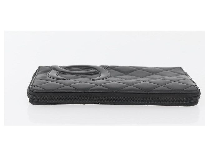 CHANEL Portafoglio Linea Cambon Pelle Nera Argento CC Auth 163865 Nero - vista 3
